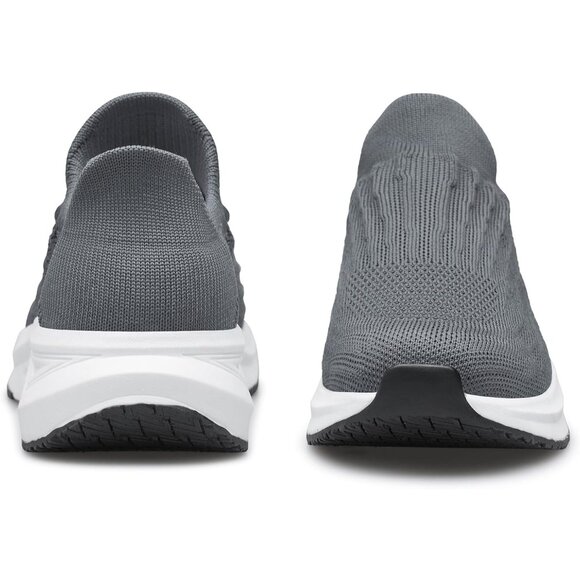 Women Grey Slip On Walking Shoes Flat Lightweight Breathable Casual Sneakers - Picture 2 of 7